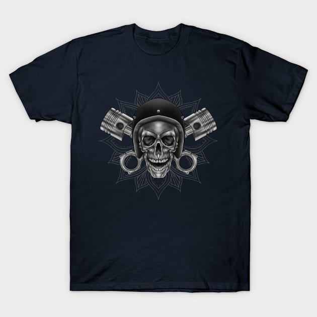 Skull Rider with Helmet T-Shirt by Kalaprojek